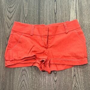 Bebe Womens Linen Blend Shorts Mid Rise Stretch Slash Pockets Orange Size 6